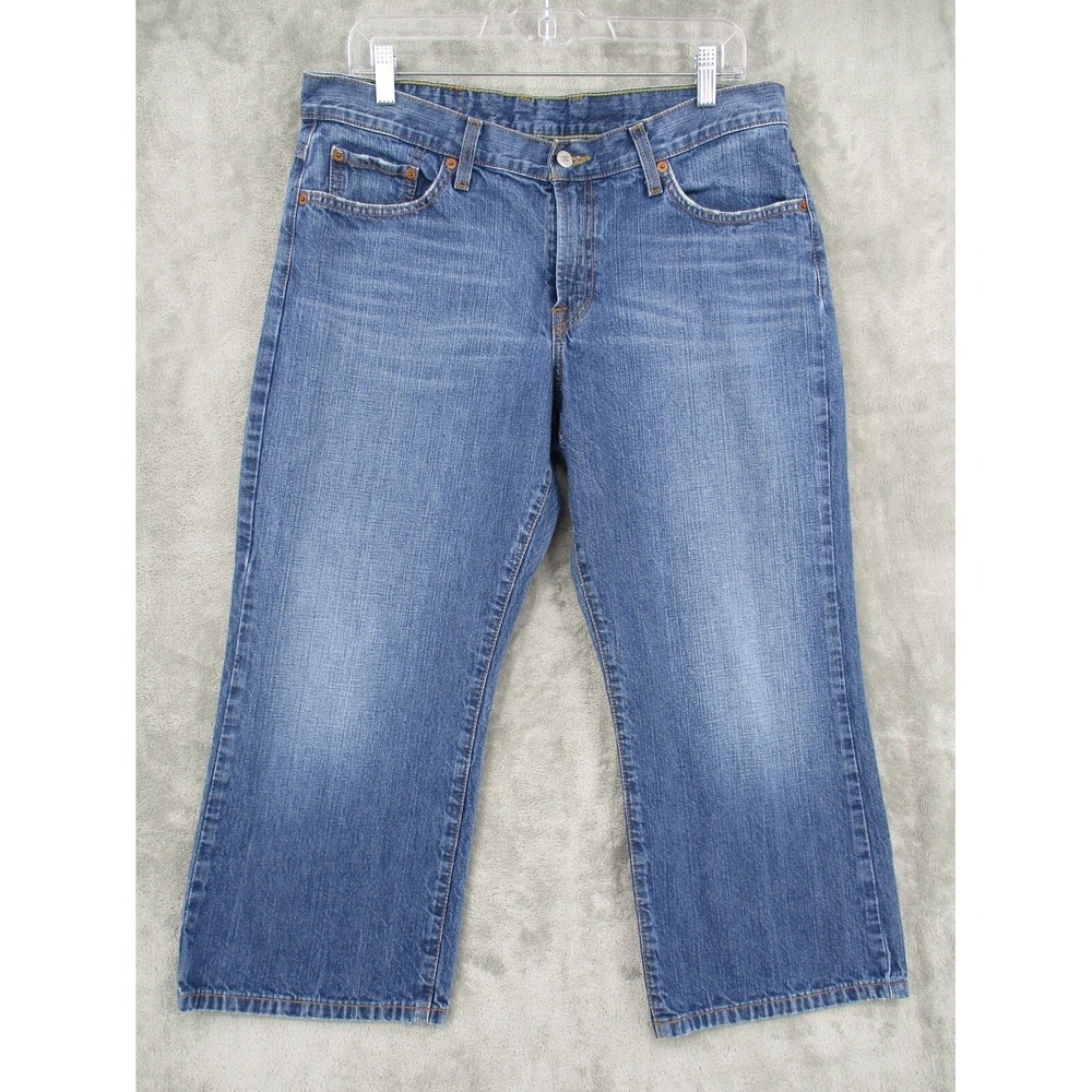 Lucky Brand Jeans Womens 32 Classic Fit Crop Medium Wash Wide Leg Cotton Blue